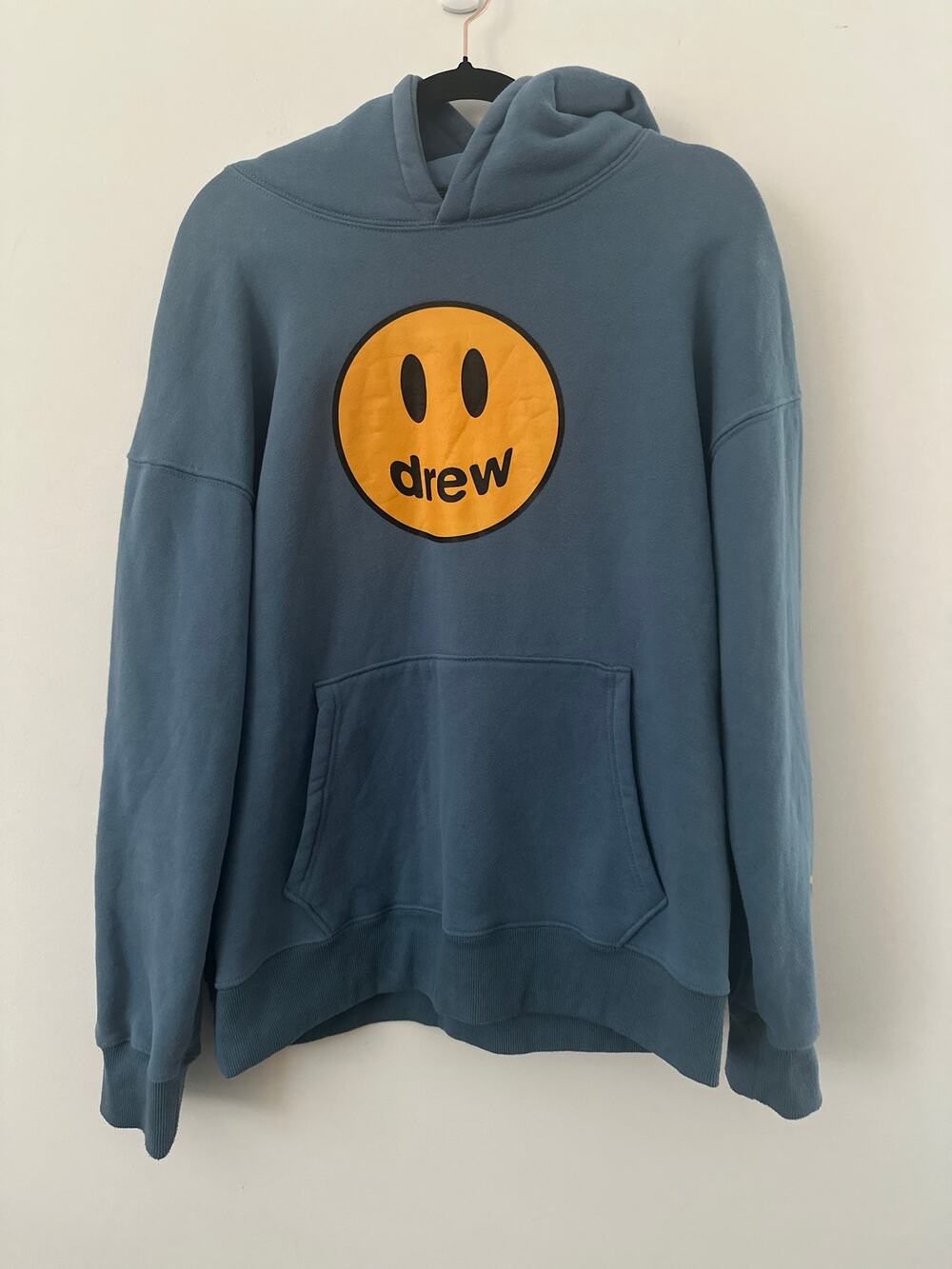Drew House Mascot Smiley Face Logo Pullover Hoodie Men Large Blue Casual